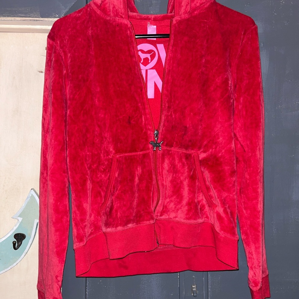 PINK Victoria's Secret Vibrant Red Teddy Jacket